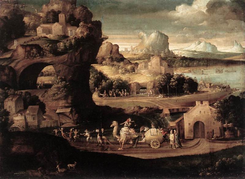 CARPI, Girolamo da Landscape with Magicians fs Sweden oil painting art